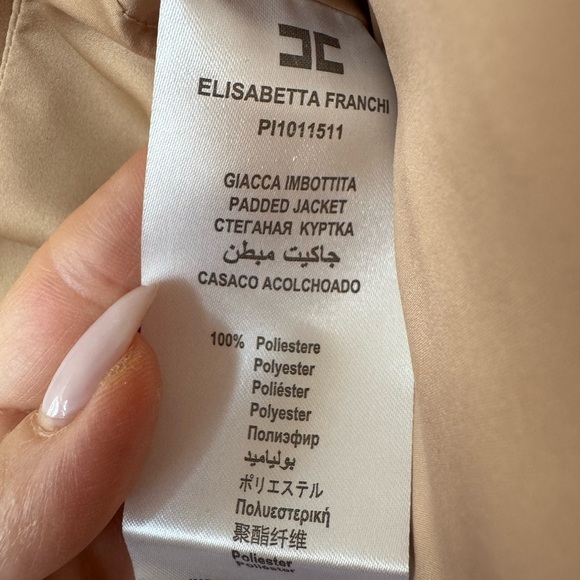 Elisabetta Franchi Peach Quilted Crop Coat - Size 46 (US 10) - Picture 5 of 17